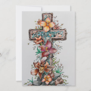 He Is risen Jesus Cross Greeting Card, Easter Day Holiday Card