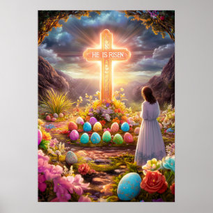 He Is Risen Jesus Easter Religion Poster