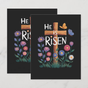 He Is Risen Jesus Floral Christian Easter Announcement
