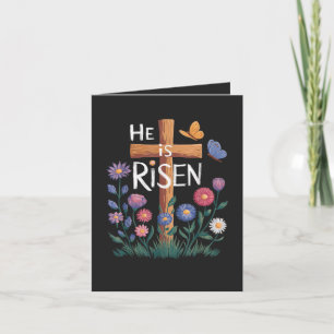 He Is Risen Jesus Floral Christian Easter Holiday Card