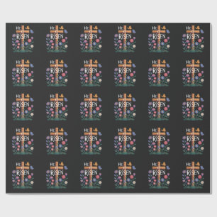 He Is Risen Jesus Floral Christian Easter Wrapping Paper