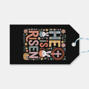 He is Risen Jesus Floral Cute Easter Bunny Rabbit Gift Tags