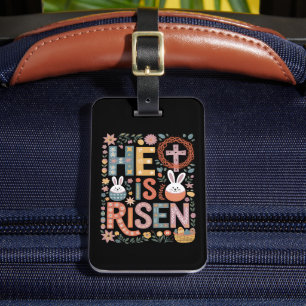 He is Risen Jesus Floral Cute Easter Bunny Rabbit Luggage Tag
