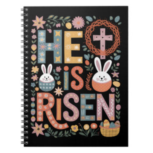 He is Risen Jesus Floral Cute Easter Bunny Rabbit Notebook