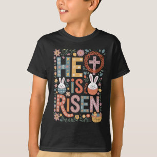 He is Risen Jesus Floral Cute Easter Bunny Rabbit T-Shirt