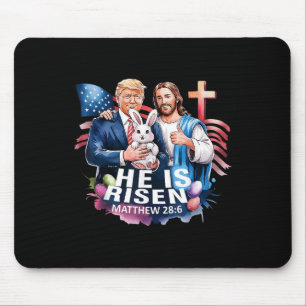 He Is Risen Jesus Funny Trump Us Flag Happy Mouse Mat