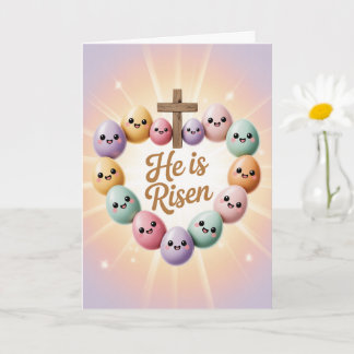 He Is Risen Kawaii Easter Card Cute Christian
