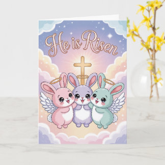 He Is Risen Kawaii Easter Card Cute Religious