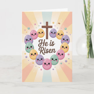 He Is Risen Kawaii Easter Card Cute Religious