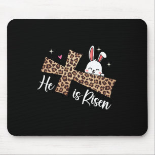 He Is Risen Leopard Cross Bunny Easter Day Christi Mouse Mat