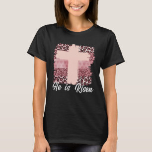 He is Risen Leopard Cross Vintage Happy Easter Day T-Shirt