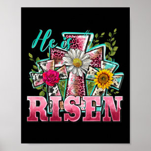 He Is Risen Leopard Happy Easter Day Christian Jes Poster