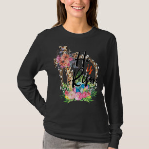 He Is Risen Leopard Rainbow Christian Jesus Happy  T-Shirt
