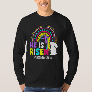 He Is Risen Matthew 286 Jesus Christ Easter Bunny T-Shirt