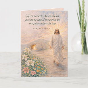 He Is Risen – Matthew 28:6 Bible Verse - Easter Card