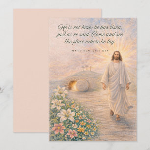 He Is Risen – Matthew 28:6 Bible Verse - Easter Holiday Card