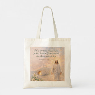 He Is Risen – Matthew 28:6 Bible Verse - Easter Tote Bag