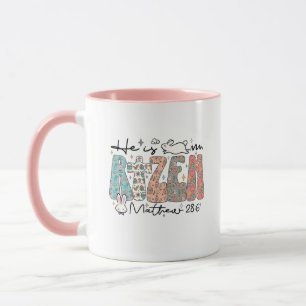 He Is Risen Matthew 28:6 Easter Bunny Pattern Coff Mug