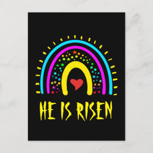 He Is Risen Matthew 28:6 Easter Colourful Rainbow Postcard