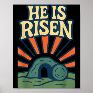 He Is Risen Matthew 28_6 Retro Christian Poster