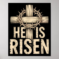 He is risen matthew 28_6 retro vintage cross happy