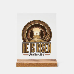 He Is Risen Matthew 28 6 Vintage Christian Design_ Acrylic Sign
