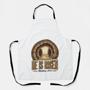 He Is Risen Matthew 28 6 Vintage Christian Design_ Apron