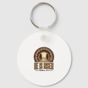 He Is Risen Matthew 28 6 Vintage Christian Design_ Key Ring
