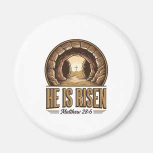 He Is Risen Matthew 28 6 Vintage Christian Design_ Magnet