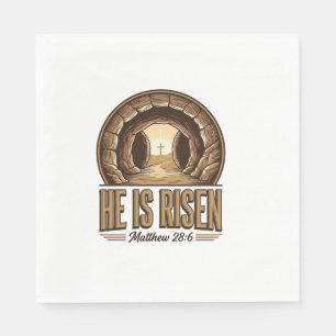 He Is Risen Matthew 28 6 Vintage Christian Design_ Napkin
