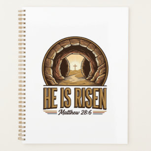 He Is Risen Matthew 28 6 Vintage Christian Design_ Planner