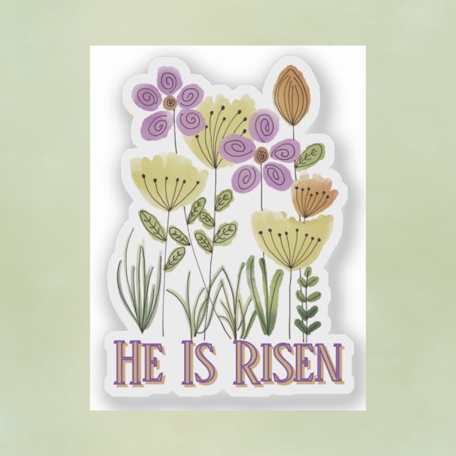 He Is Risen Modern Easter Floral Sticker (Creator Uploaded)