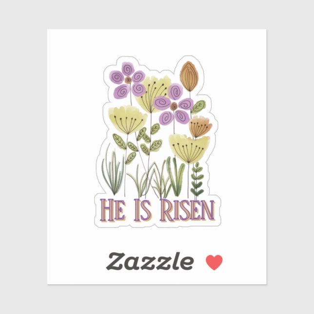 He Is Risen Modern Easter Floral Sticker (Sheet)