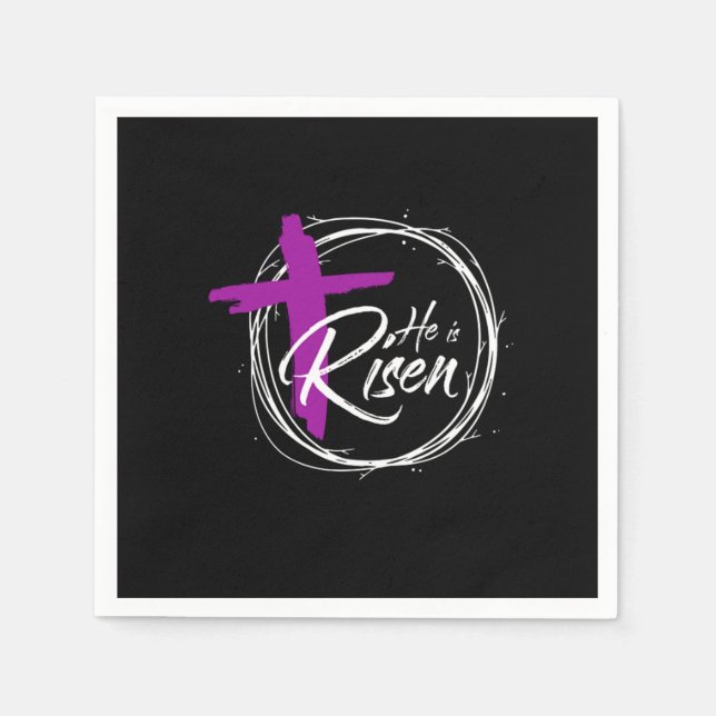 He Is Risen Nativity Jesus Christus Cross Faith Gi Napkin (Front)