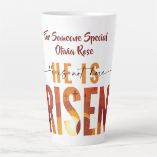 He Is Risen Personalised Text Latte Mug