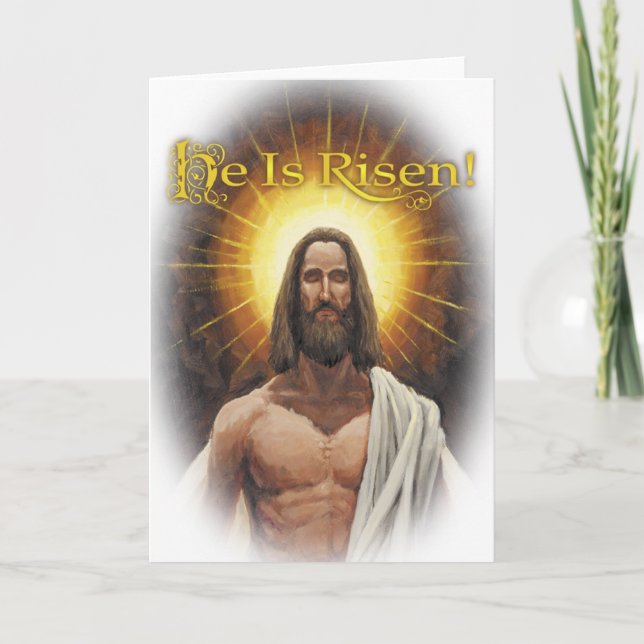 He is Risen! Portrait of Jesus Easter Card (Front)