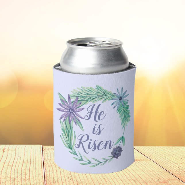 He is Risen Purple Religious Easter Bible Verse Can Cooler (Creator Uploaded)