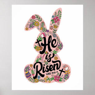 he is risen rabbit, retro, vintage poster