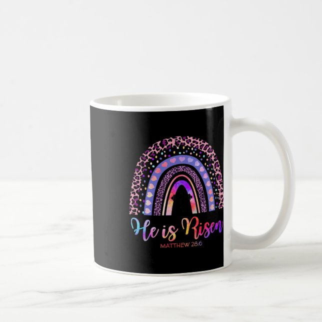 He Is Risen Rainbow Happy Easter White Christian J Coffee Mug (Right)