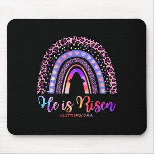 He Is Risen Rainbow Happy Easter White Christian J Mouse Mat