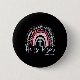 He Is Risen Rainbow Leopard Happy Easter Day Chris 6 Cm Round Badge