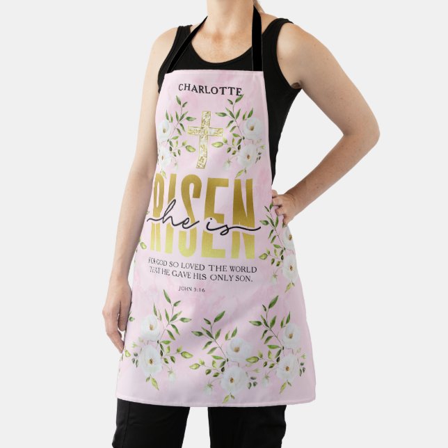 He Is Risen Religious Christian Quote Easter Apron (Insitu)