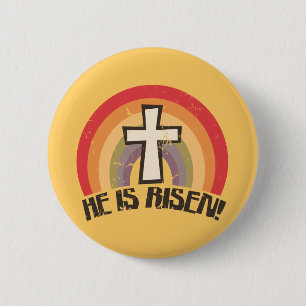 He Is Risen Religious Easter 6 Cm Round Badge