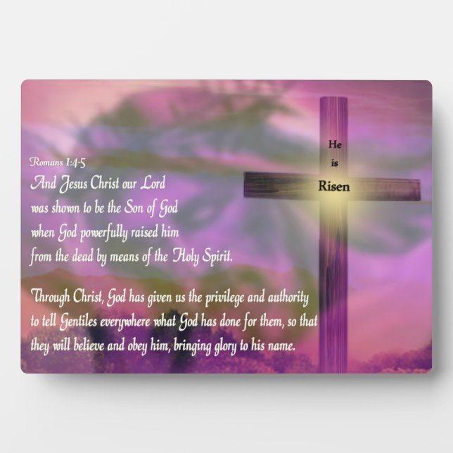 He Is Risen - Religious Easter Bible Verse Plaque (Front)