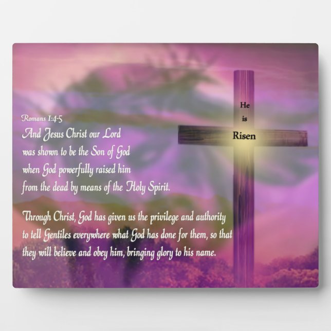 He Is Risen - Religious Easter Bible Verse Plaque (Front)