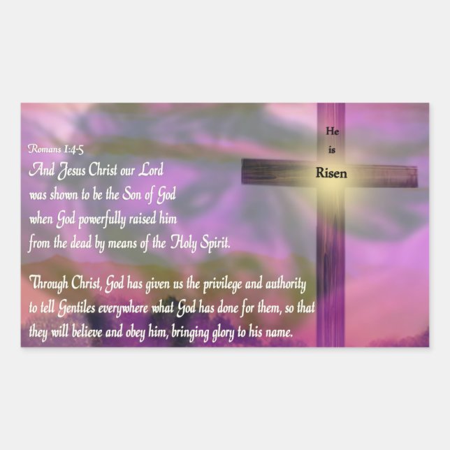 He Is Risen - Religious Easter Bible Verse Rectangular Sticker (Front)