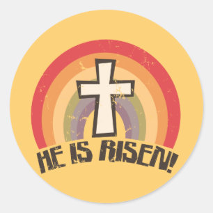He Is Risen Religious Easter Classic Round Sticker