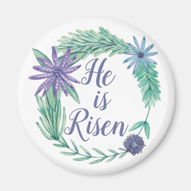 He is Risen Religious Easter Floral Magnet (Front)