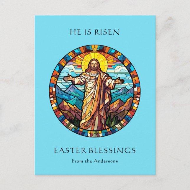 He Is Risen Religious Easter Jesus Resurrection Holiday Postcard (Front)