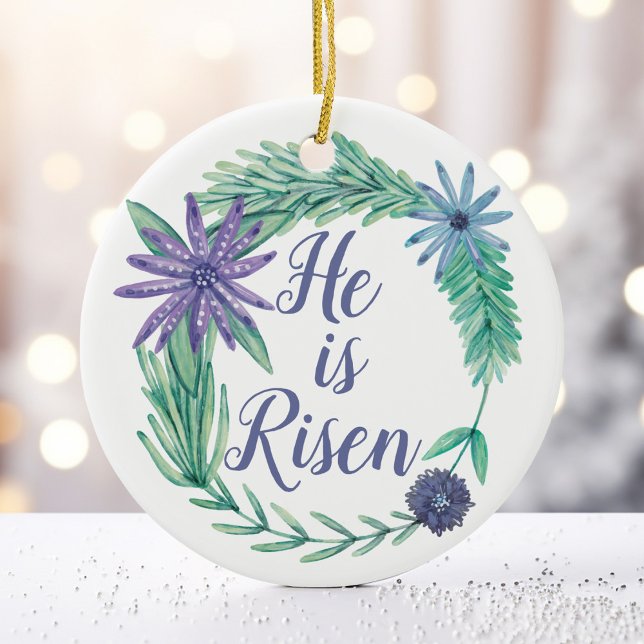 He is Risen Religious Floral Christian Ceramic Tree Decoration (Creator Uploaded)